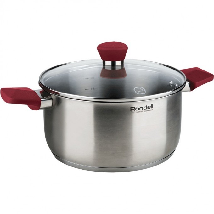 Кастрюля с крышкой RONDELL STRIKE 18 см 2,0 л красные ручки RDS-813