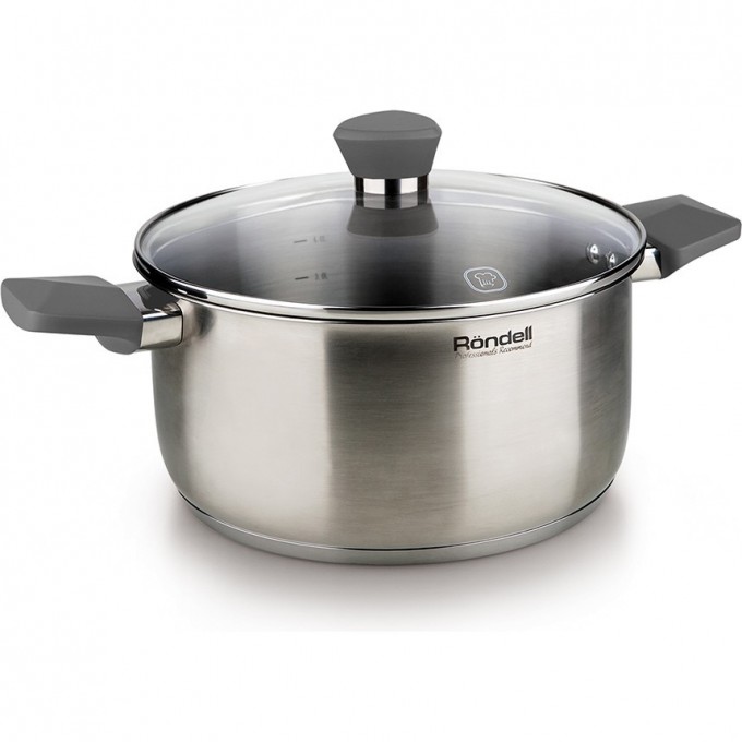 Кастрюля с крышкой RONDELL STRIKE 24 см 4,8 л черные ручки RDS-715